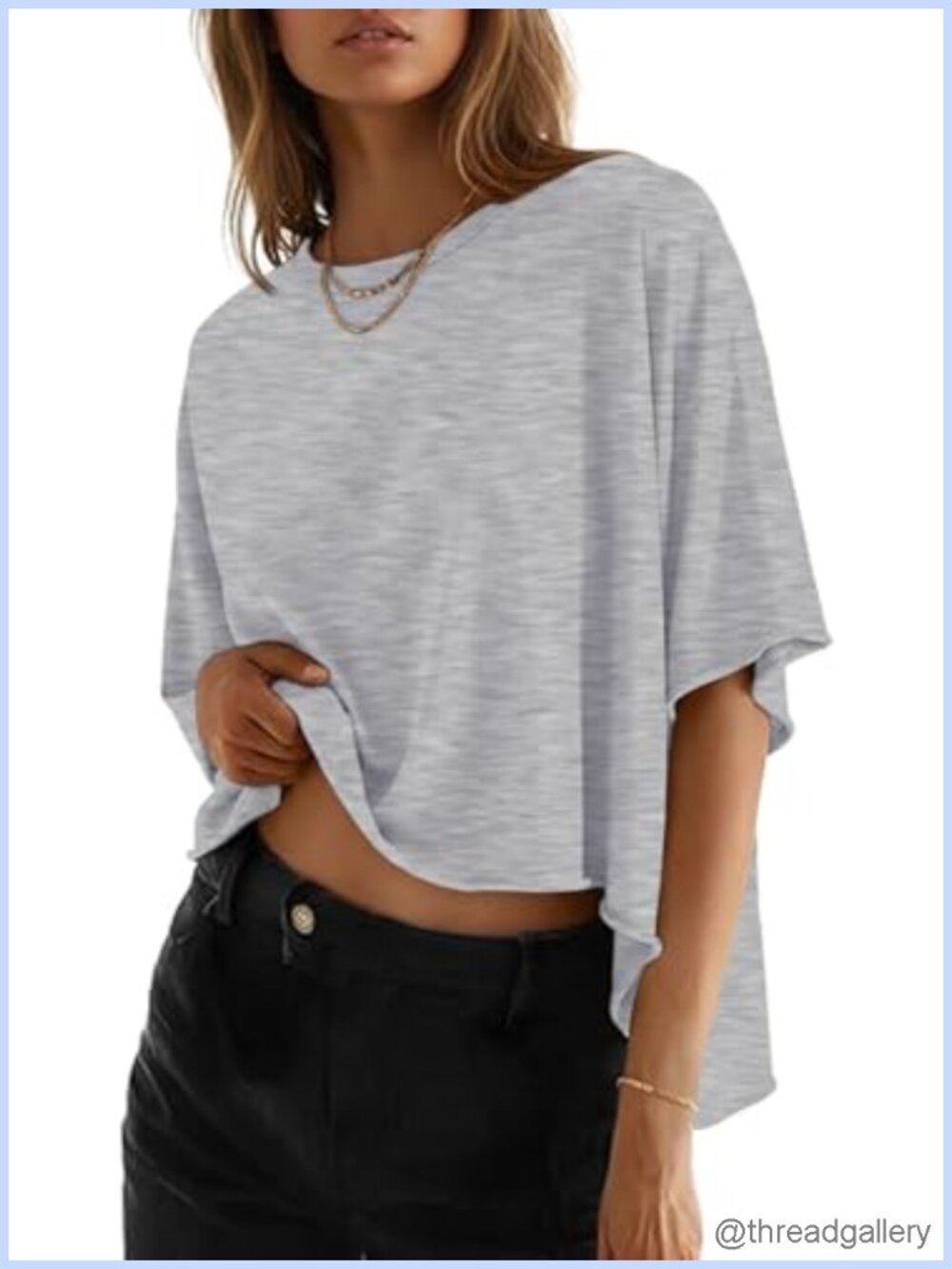 Womens Oversized T-Shirt Crew Neck Short Sleeve Casual Loose Basic Tee Top
